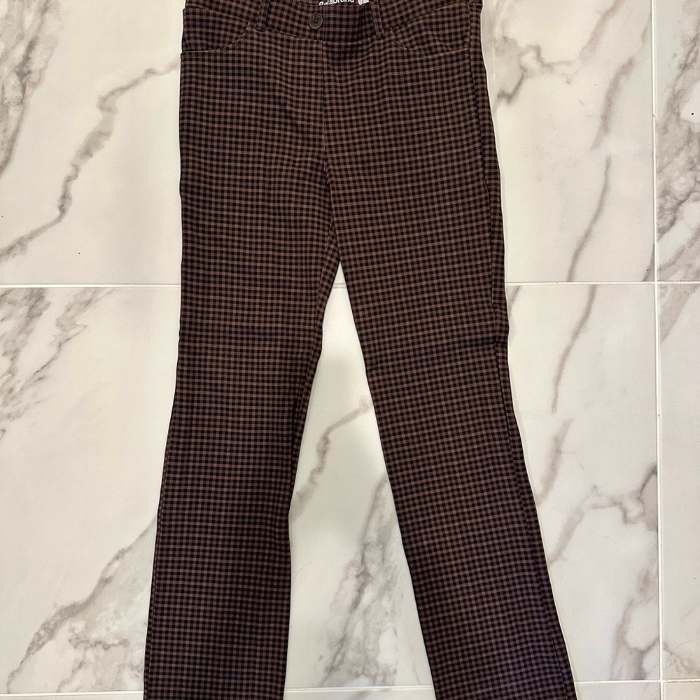 Betabrand Brown and Black Checkered Office Yoga Pants